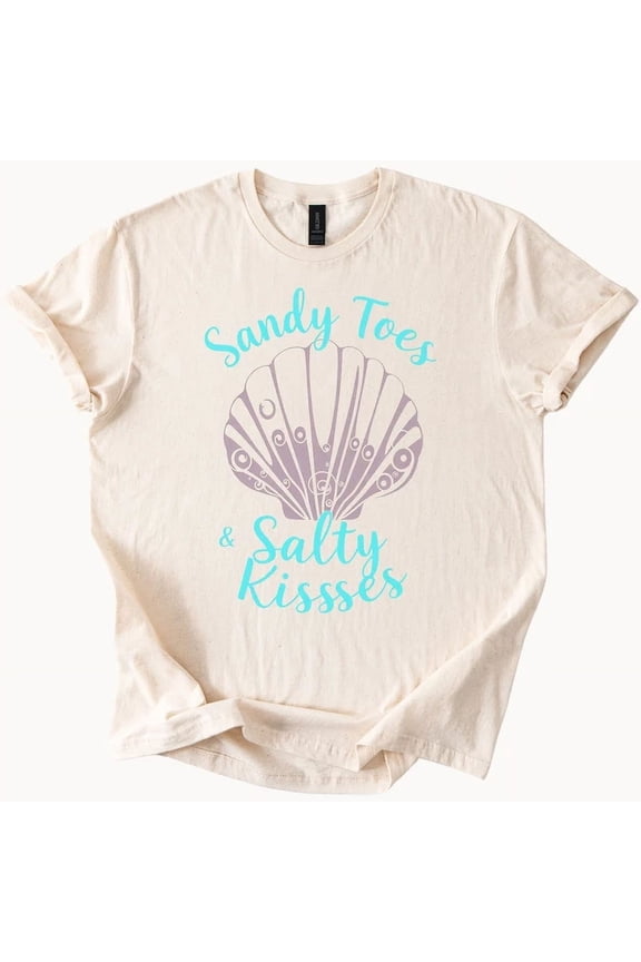 Sandy Toes Salty Kisses Tee Beach Shell Shirt Summer Top Size S-5Xl Heygategoo Tee