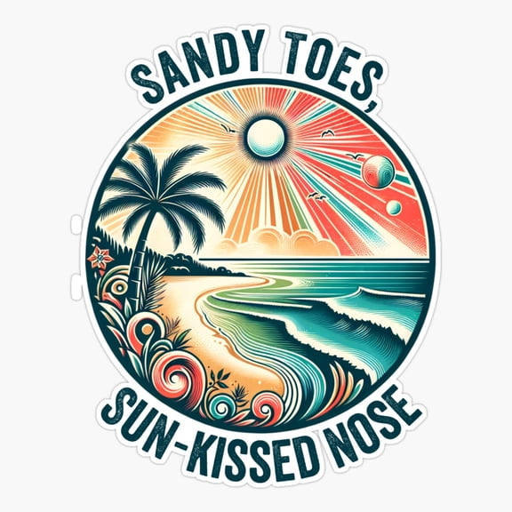 Sandy Toes Sun Kissed Nose Beach Sticker