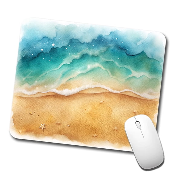 Sandy Tranquil Ocean Beach Mouse Pad Low Profile Gaming Mat