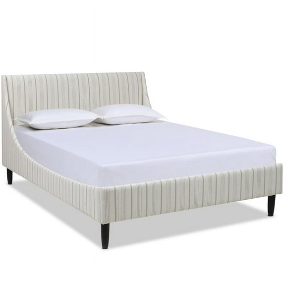 Sandy Wilson Home Aspen Tufted Headboard Platform Bed Queen Flax White & Beige