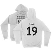 Sane 19 Jersey Style - Germany Soccer Cup Fan Unisex Hooded Sweatshirt (White, XX-Large)