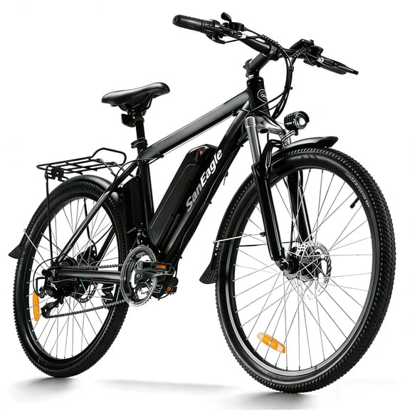 Saneagle 500W Electric Commuter Bike for Adults, City E-Bike, 52V 13Ah Removable Battery, 26" Tire, Shimano 21 Speed, UL 2849 Certified, Black
