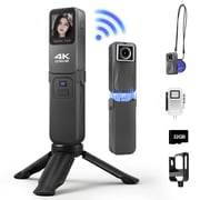 Saneen 4K 48MP Action Camera Touch Screens Pocket Vlog Camera 120  Wide-Angle Lens Magnetic Portable Body Camera Waterproof EIS Stabilization for Vlogging, Live Streaming, Sports