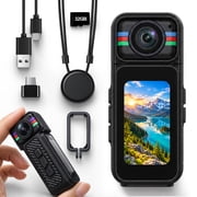 Saneen 4K Thumb Action Camera 1.45”IPS Display Mini Body Cameras with Magnetic Neck Strap Wearable POV Camera for Sports TikTok YouTube Vlogging