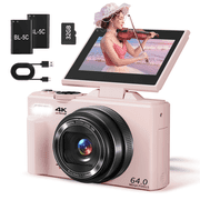 Saneen 4K Digital Camera for Photography 64MP Vlogging Camera for YouTube Autofocus Cameras for Beginners with 3'' 180  Flip Screen 18X Digital Zoom & 32GB SD Card