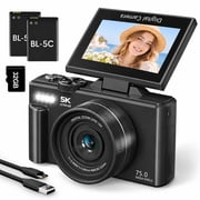 Saneen 5K 75MP Digital Camera Wifi Autofocus Vlogging Camera for YouTube 3" 180  Flip Screen Travel Video Cameras for Photography with 18X Zoom, 32GB Card