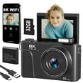thumbnail image 1 of Saneen 8K Digital Camera for Photography 88MP Vlogging Camera for YouTube with 3'' 180° Ultra HD Flip Screen 18X Zoom WiFi Autofocus Video Cameras Gray, 1 of 7