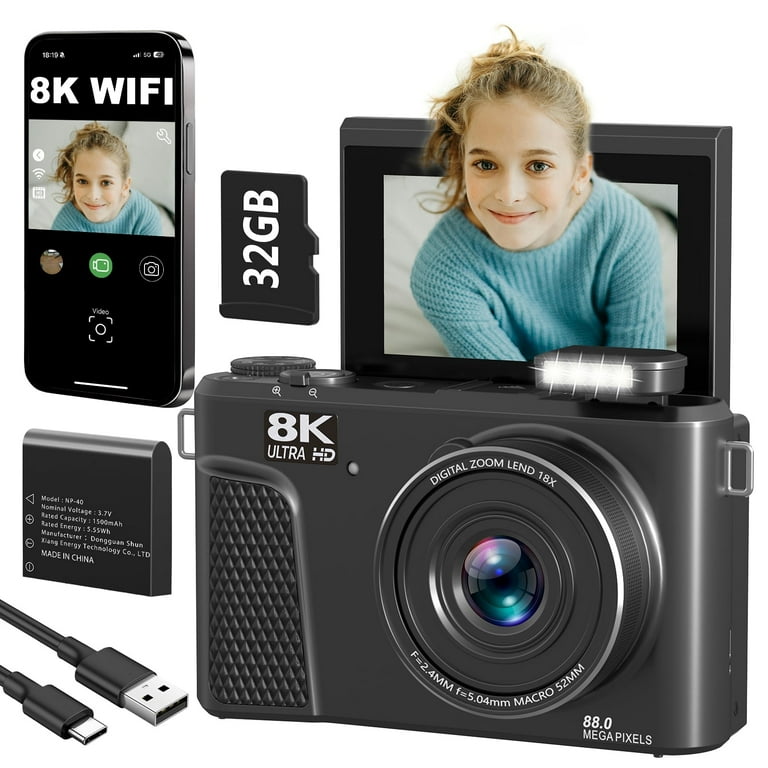 Saneen 8K Digital Camera for Photography 88MP Vlogging Camera for