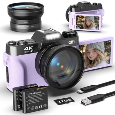48MP 4K Digital Camera For Photography With Autofocus, 16x Zoom, Compact Design, Includes 32GB SD Card,White