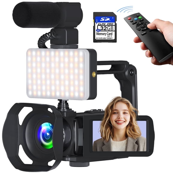 Saneen Video Camera 8k 48MP Camcorder WiFi IR Night Vision Vlogging Cameras for YouTube 3.0 Touch Screen Digital Camera 18X Zoom with Microphone 32G Card Remote Control