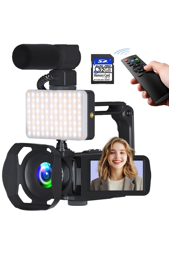Video Camera 8k 48MP Camcorder WiFi IR Night Vision Vlogging Cameras for YouTube 3.0 Touch Screen Digital Camera 18X Zoom with Microphone 32G Card Remote Control