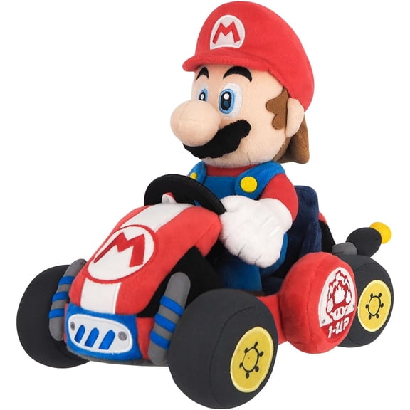 Sanei Boeki MKW01 Super Mario Kart World Mario Plush Toy W6.7 x D10.6 x H8.9 inches (W17 x D27 x H22.5 cm)