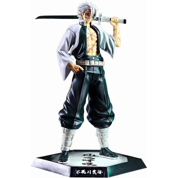 Sanemi Shinazugawa Figure Kimetsu No Yaiba Demon Figures Monster Slayer Action Figure Ghost Slayer Anime Figure for Collection Desk Decor Green+white