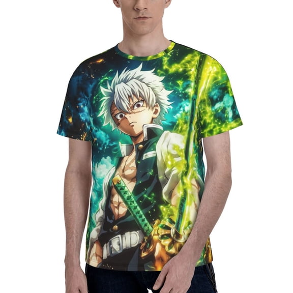 Sanemi Shinazugawa Men's T-Shirt Printed Graphic Crewneck Breathable Tees Shirt Streetwear Fashion Casual Unisex Short Sleeve Tops