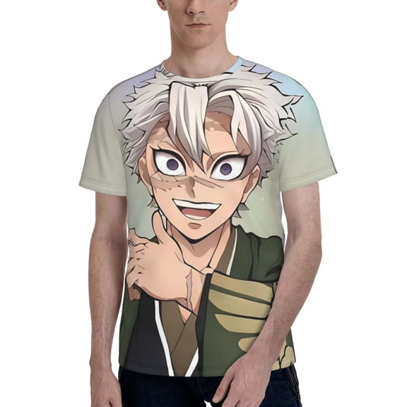 Sanemi Shinazugawa Men's T-Shirt Printed Graphic Crewneck Breathable Tees Shirt Streetwear Fashion Casual Unisex Short Sleeve Tops