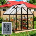 thumbnail image 1 of Sanerto 6x6ft Outdoor Walk-in Greenhouse with Thermometer Hygrometer, Heavy-Duty Polycarbonate Green House with Reinforced Aluminum Frame for Garden, Backyard, and Winter Planting, 1 of 7