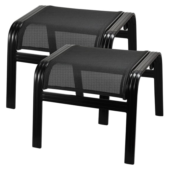Saney Durable Ottomans, Aluminum, Black, 2 Count Cardboard Box