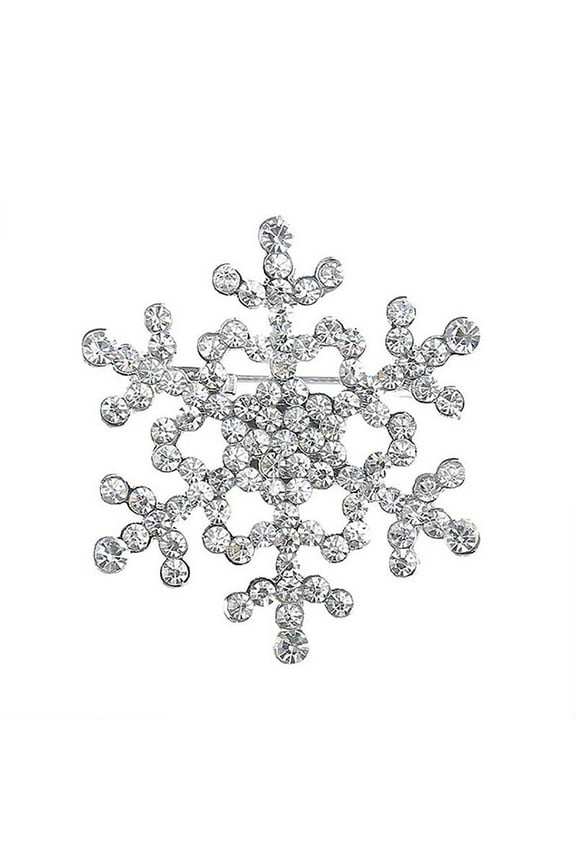 Wedding Silver Snowflake Chest Rhinestone Pull Pin Christmas
