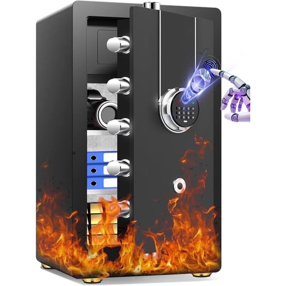 Sanfnz 2.5 Cuft Fireproof Safe with Biometric Fingerprint Lock and Digital Keypad, Home Security Box for Documents and Valuables