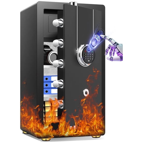 Sanfnz 4.5 Cuft Large Fireproof Safe, 35-Min 1800°F Biometric Safe with Fingerprint and Digital Keypad for Home, Office, Business