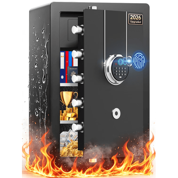 Sanfnz 𝟑𝟓𝐌𝐢𝐧 1800°F 𝟕.𝟔 𝐂𝐮𝐟𝐭 Biometric Home Safes Water and Fireproof,𝟔𝟏𝗹𝗯𝘀 Heavy Duty Fireproof Safe Box