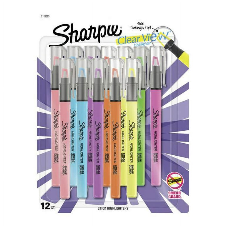 Sharpie Clear View Stick Highlighters, See-Through Chisel Tip
