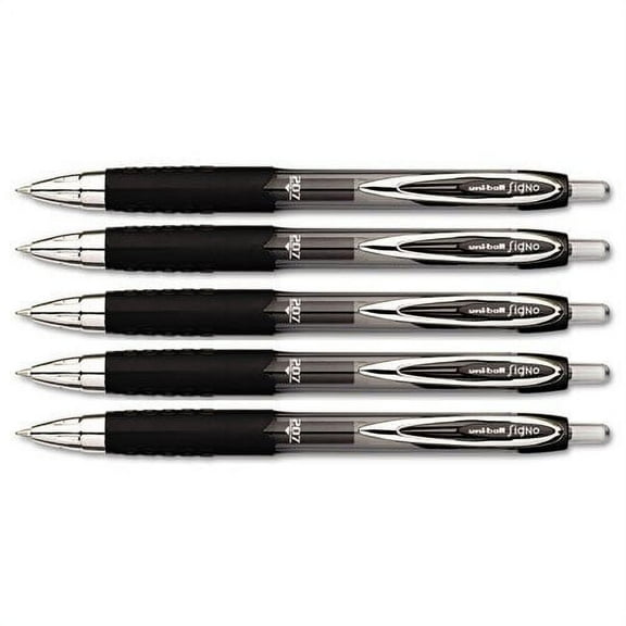 Sanford 33953, Uni-Ball Signo Gel 207 Retractable Pen, Black, 5 Pens Per Order