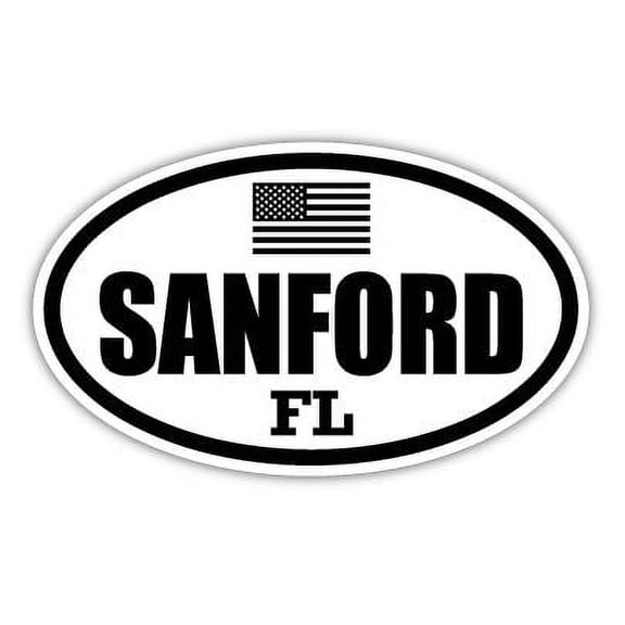 Sanford FL Florida Seminole County Stealthy Subdued Old Glory US Flag Oval Euro Decal Bumper Sticker 3M Vinyl 3" x 5"