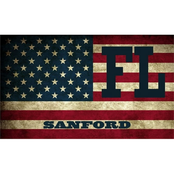Sanford FL Florida Seminole County Vintage US Flag Decal Bumper Sticker 3M Vinyl 3" x 5"