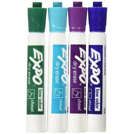 Sanford Ink 1927522 Dry Erase Markers, Chisel Tip, Vibrant Color Mix - 4 per Pack