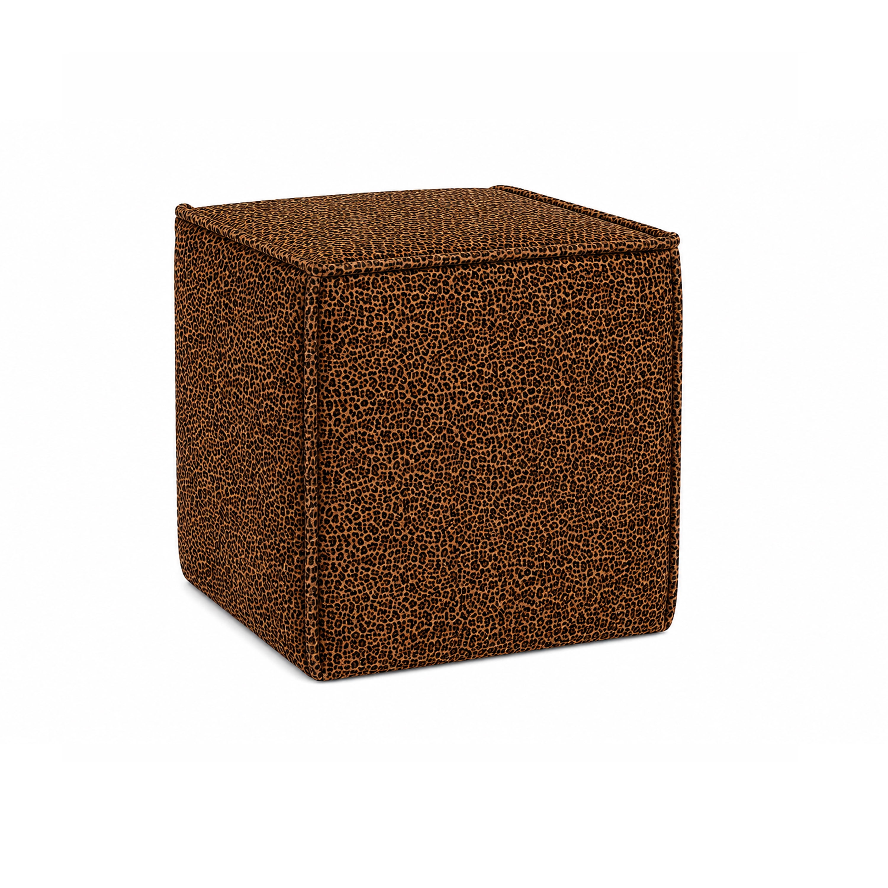 Sanford Living Pontchartrain Pouf Ottoman, Velvet in Leopard
