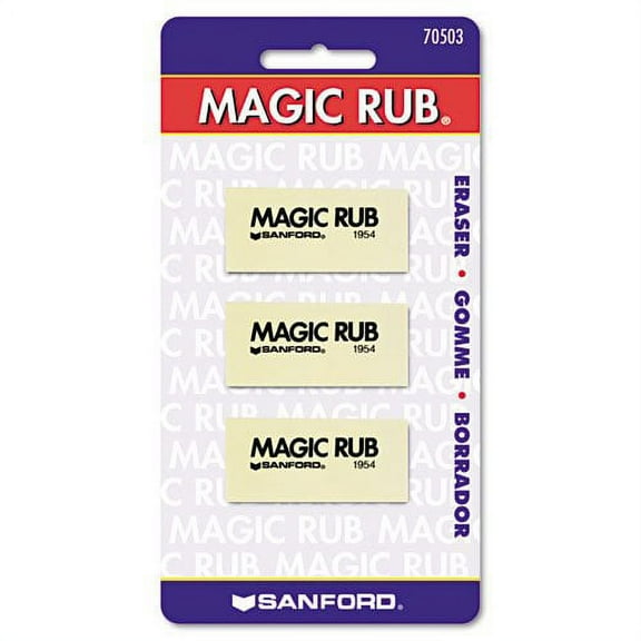 Sanford Products - Sanford - MAGIC RUB Art Eraser, 3/Pack - Sold As 1 Pack - Non-abrasive vinyl for use on drafting films, tracing papers. - Absorbs graphite, erases India ink. -
