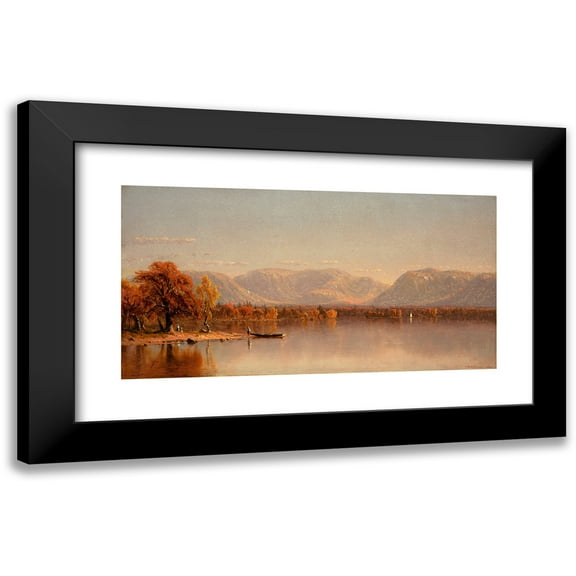 Sanford Robinson Gifford 14x9 Black Modern Framed Museum Art Print Titled - Lake Sunapee, New Hampshire (1860)