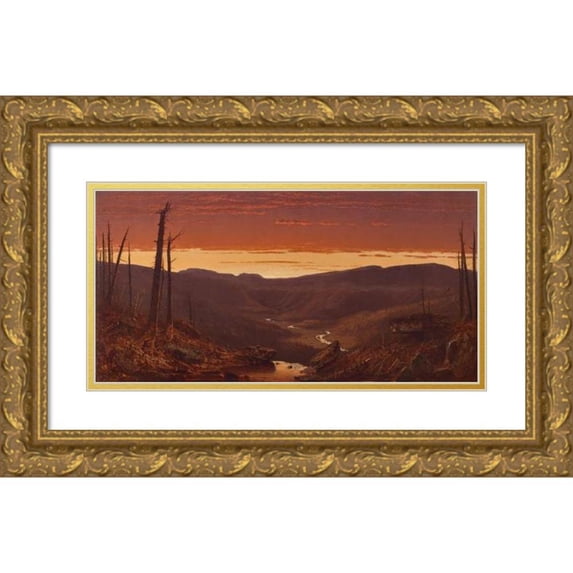 Sanford Robinson Gifford 14x9 Gold Ornate Wood Frame and Double Matted Museum Art Print Titled - Twilight in The Catskills (1861)