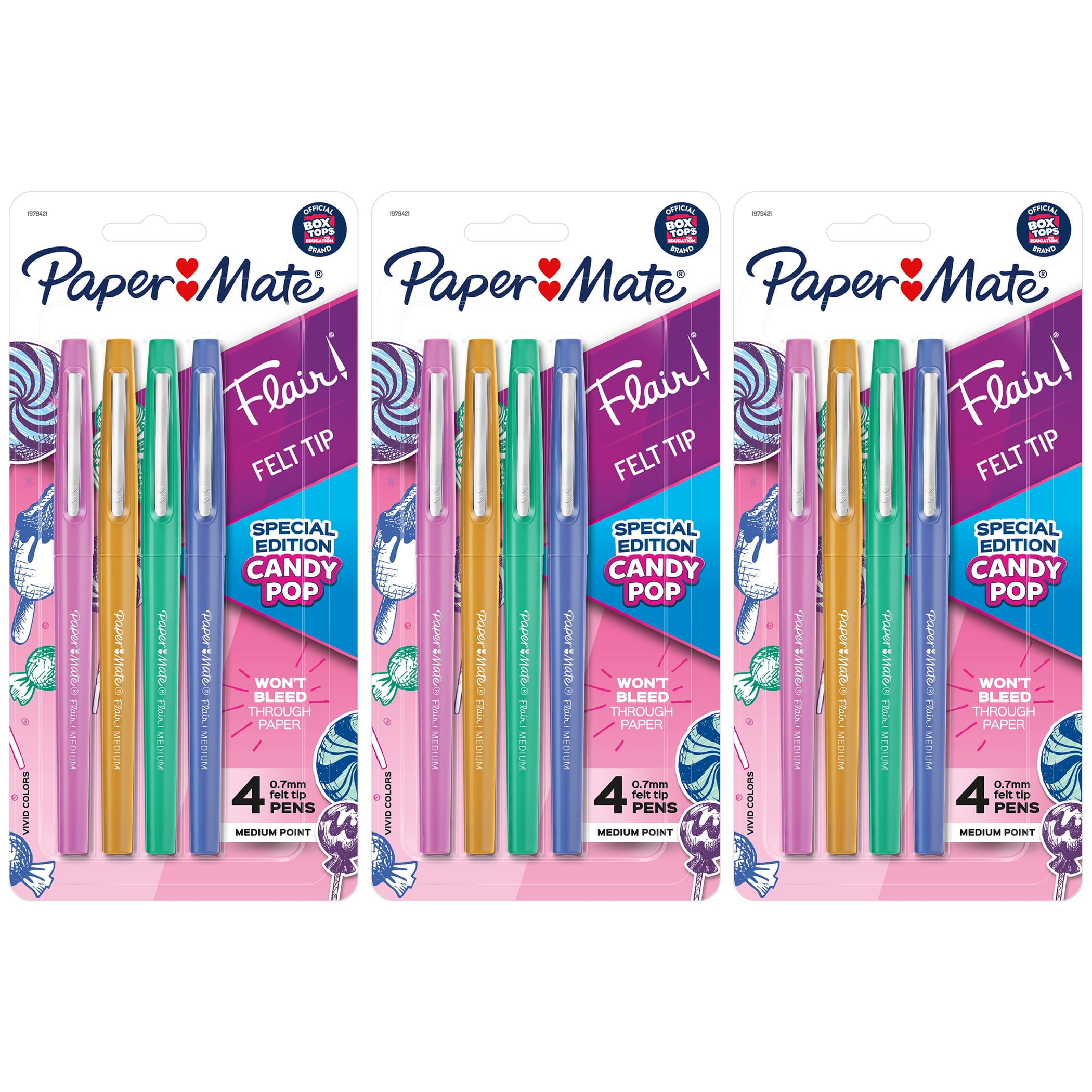 Sanford SAN1979421-3 Medium Flair Color Candy Pop Pens, Assorted Color - 4 Count - Pack of 3