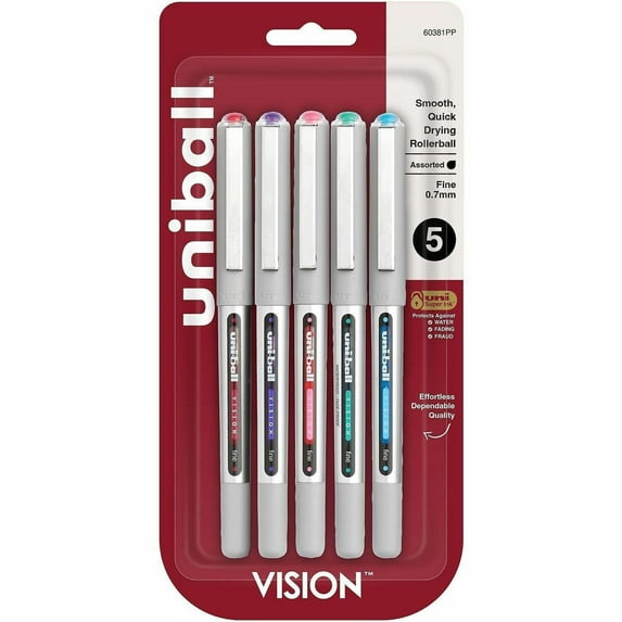Uni-Ball Rollerball Pen Nonrefillable 0.7 mm 5/PK BE/GN/PK/RD/PE 60381PP