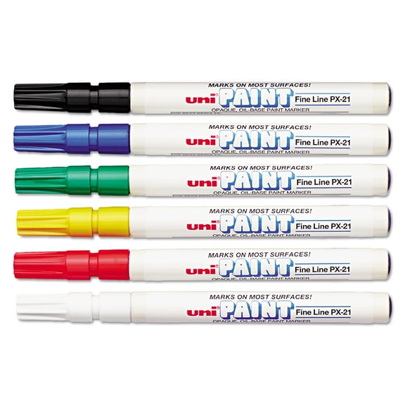 Sanford uni-Paint uni-Paint Markers, Fine Point, Assorted, 6/Set -SAN63720