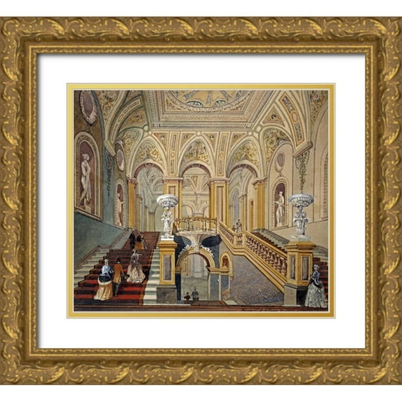 Sang, Frederick J. 17x15 Gold Ornate Wood Framed with Double Matting Museum Art Print Titled - Interior Views of The Conservative Club