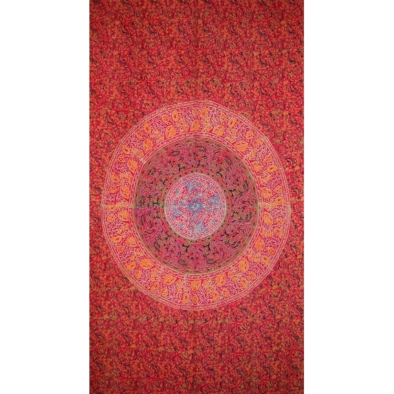 Sanganeer Block Print Curtain Drape Panel Cotton 46" x 88" Red