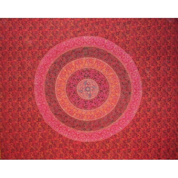 Sanganeer Indian Tapestry Cotton Spread 106" x 72" Twin Red