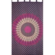 Sanganeer Mandala Tab Top Curtain Drape Panel Cotton 50" x 90" Eggplant