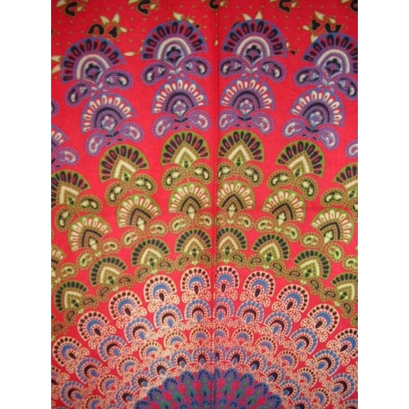 Sanganeer Tab Top Curtain Drape Panel Cotton 44" x 88" Red