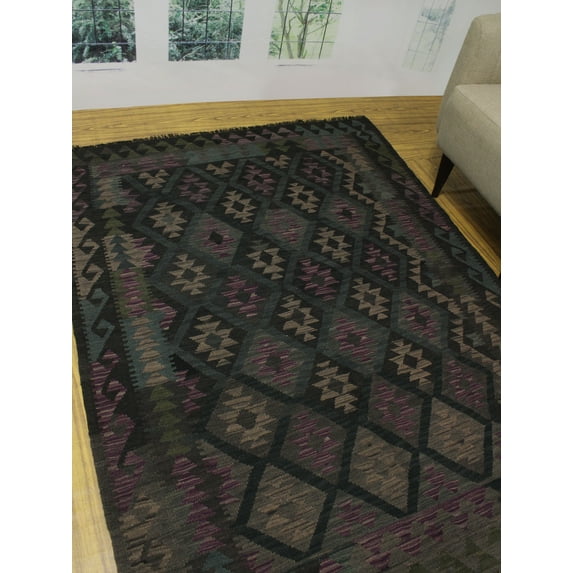 Sangat Dwight Black/Brown Rug, 5'1" x 6'6"