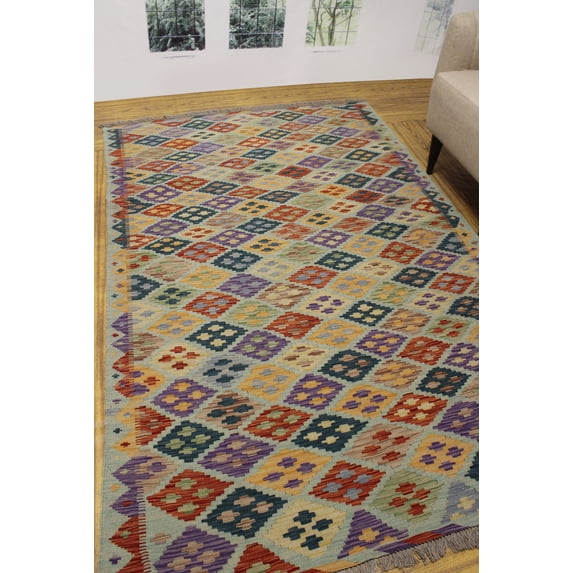 Sangat Hakim Rust/Purple Rug, 5'3" x 8'1"