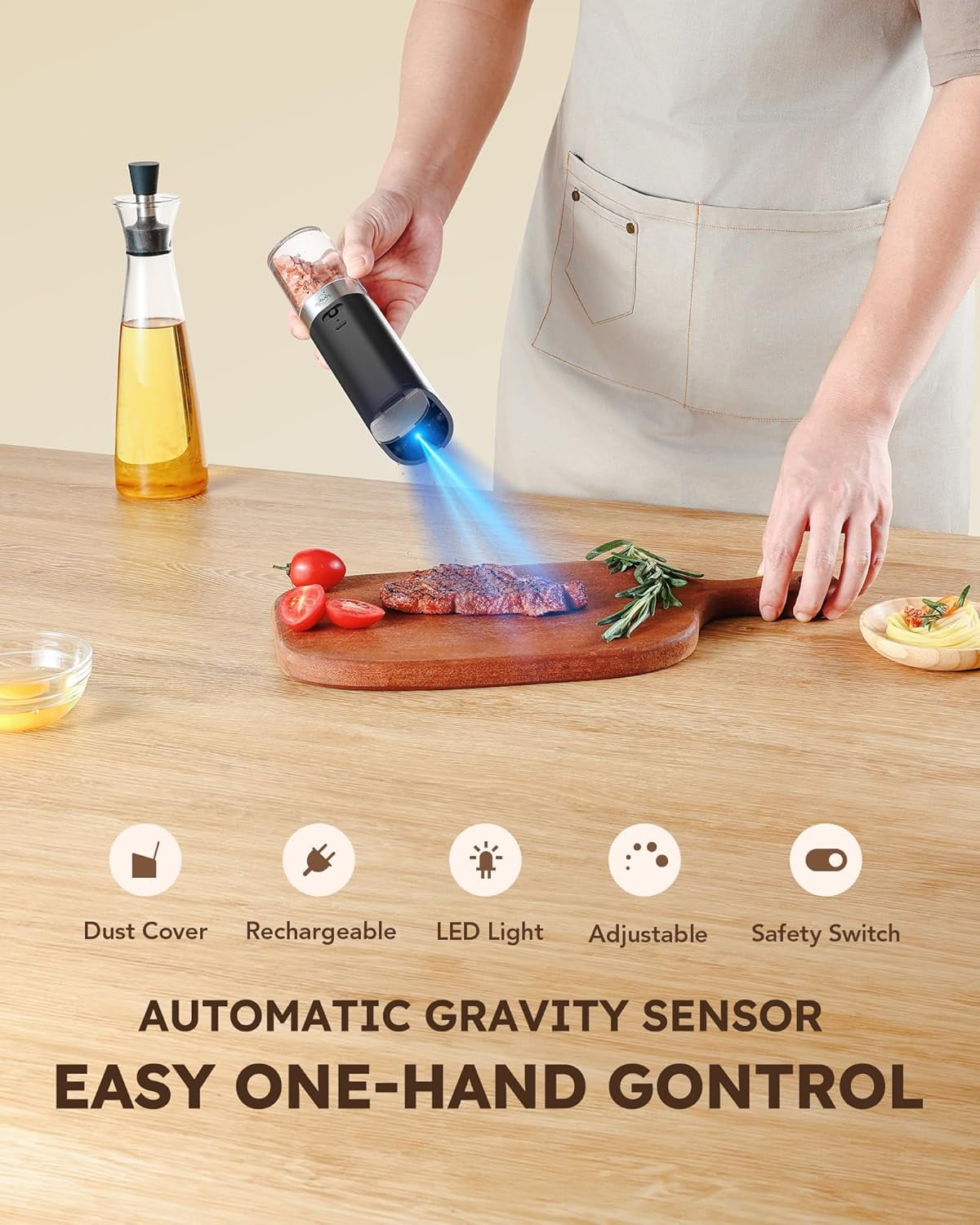 Gravity Electric Salt and Pepper Grinder Shaker Set