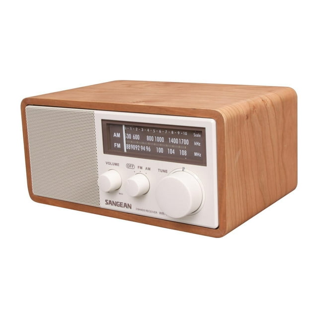 Sangean AM FM Aux Wooden Cabinet Table Top Radio with AUX Input