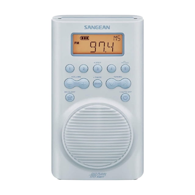 Sangean AM/FM/WX Waterproof Shower Radio, Vertical Compact Design, Sky ...