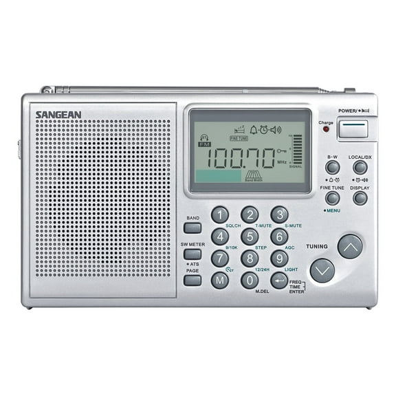 Sangean AM/FM/World Receiver Full Receiving Threshold Portable Radio, Black