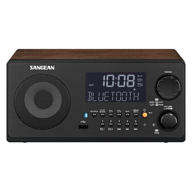 Sangean All in One Bluetooth AM/FM Dual Alarm Clock Radio with Large