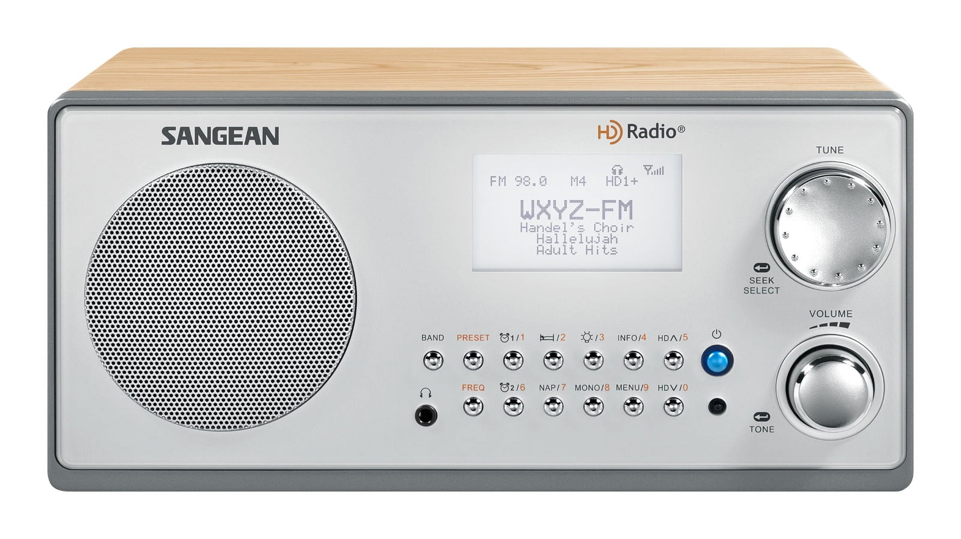 Sangean Portable HD AM/FM Dual Alarm Clock Radio with Large Backlit LCD ...